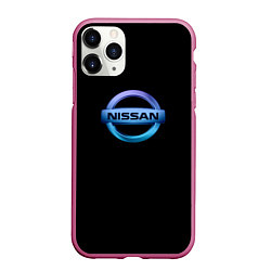 Чехол iPhone 11 Pro матовый Nissan logo neon, цвет: 3D-малиновый