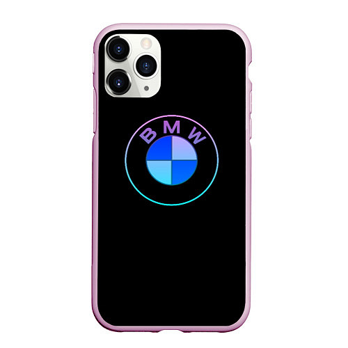 Чехол iPhone 11 Pro матовый BMW neon logo / 3D-Розовый – фото 1