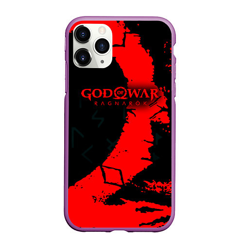 Чехол iPhone 11 Pro матовый God of War текстура / 3D-Фиолетовый – фото 1