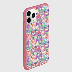 Чехол iPhone 11 Pro матовый Геометрические фигуры со звездами, цвет: 3D-малиновый — фото 2