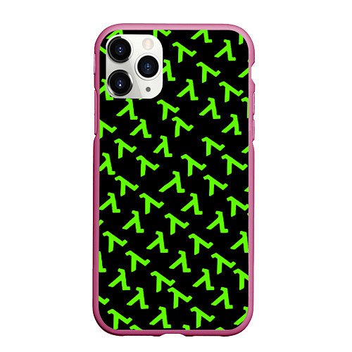 Чехол iPhone 11 Pro матовый Half life green logo / 3D-Малиновый – фото 1