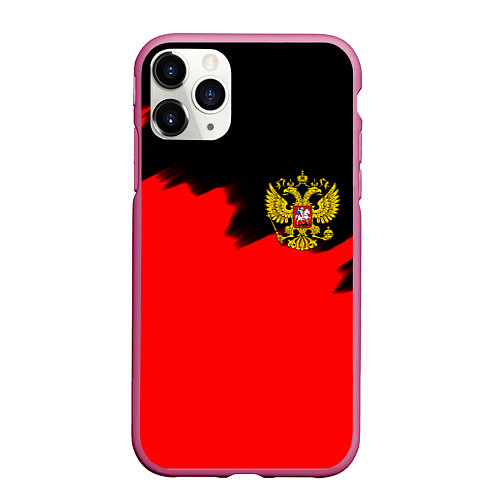 Чехол iPhone 11 Pro матовый Россия красные краски / 3D-Малиновый – фото 1