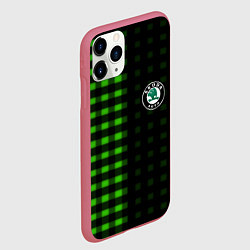Чехол iPhone 11 Pro матовый Skoda pattern geometry, цвет: 3D-малиновый — фото 2