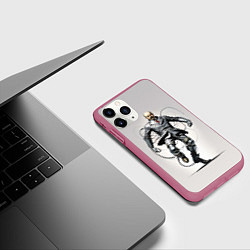 Чехол iPhone 11 Pro матовый Танцующий кибер Ленин - нейросеть, цвет: 3D-малиновый — фото 2