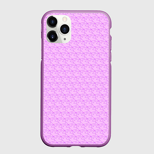 Чехол iPhone 11 Pro матовый Розовый паттерн розовые бантики / 3D-Фиолетовый – фото 1