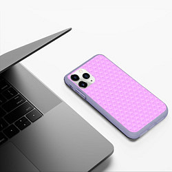 Чехол iPhone 11 Pro матовый Розовый паттерн розовые бантики, цвет: 3D-светло-сиреневый — фото 2