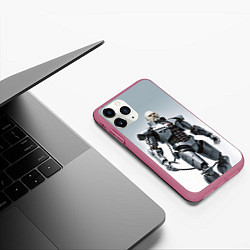 Чехол iPhone 11 Pro матовый Cyber Lenin - ai art, цвет: 3D-малиновый — фото 2