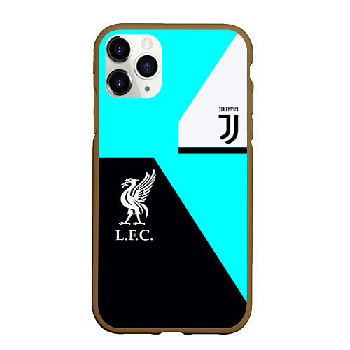 Чехол iPhone 11 Pro матовый Juventus x Liverpool geometry / 3D-Коричневый – фото 1