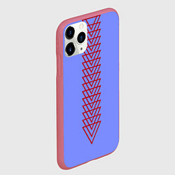 Чехол iPhone 11 Pro матовый Треугольники полосой, цвет: 3D-малиновый — фото 2