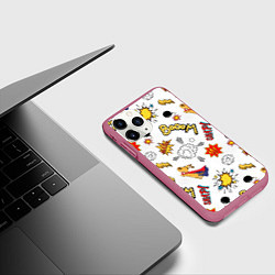 Чехол iPhone 11 Pro матовый Комикс изображение с собакой pop art, цвет: 3D-малиновый — фото 2