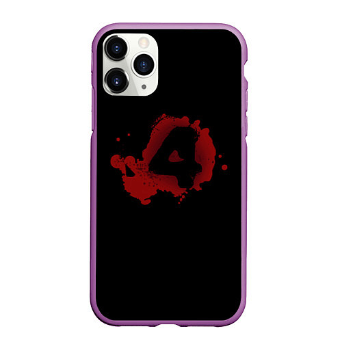 Чехол iPhone 11 Pro матовый Left 4 Dead logo красный / 3D-Фиолетовый – фото 1