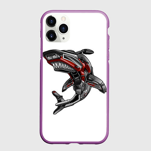 Чехол iPhone 11 Pro матовый Moto shark / 3D-Фиолетовый – фото 1