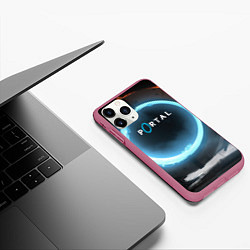 Чехол iPhone 11 Pro матовый Portal logo game, цвет: 3D-малиновый — фото 2