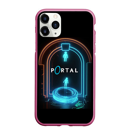 Чехол iPhone 11 Pro матовый Portal neon style logo / 3D-Малиновый – фото 1