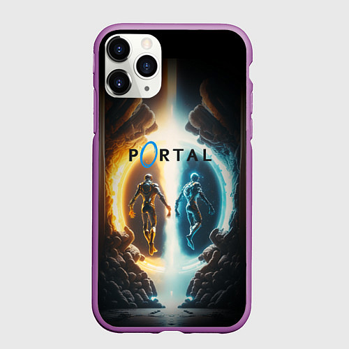 Чехол iPhone 11 Pro матовый Люди в портале / 3D-Фиолетовый – фото 1