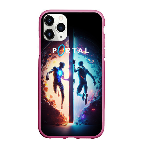 Чехол iPhone 11 Pro матовый Portal люди в прыжке / 3D-Малиновый – фото 1