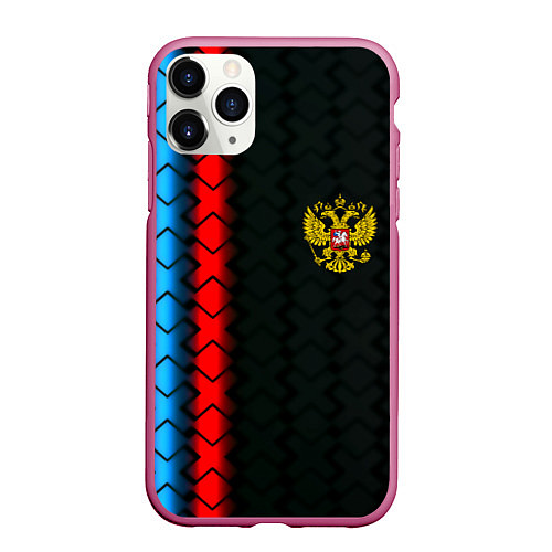 Чехол iPhone 11 Pro матовый Россия спорт герб / 3D-Малиновый – фото 1