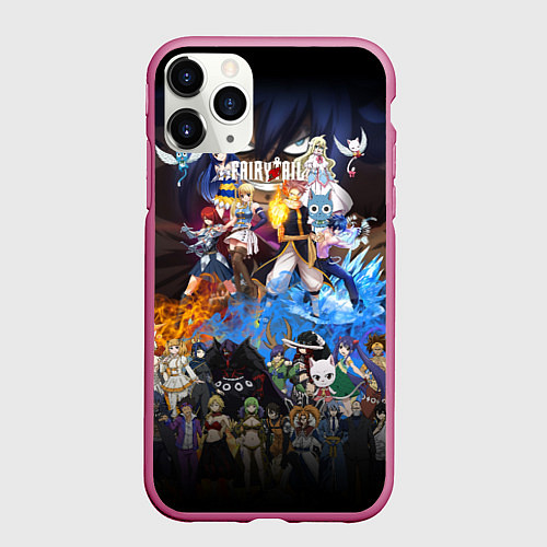 Чехол iPhone 11 Pro матовый Фейри Тейл / 3D-Малиновый – фото 1