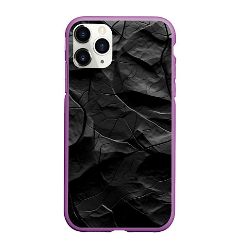 Чехол iPhone 11 Pro матовый Текстура темной скалы / 3D-Фиолетовый – фото 1