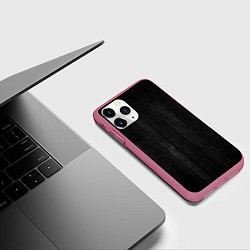 Чехол iPhone 11 Pro матовый Текстура темного паркета, цвет: 3D-малиновый — фото 2