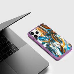 Чехол iPhone 11 Pro матовый Иллюзия смешанных абстрактных красок, цвет: 3D-фиолетовый — фото 2