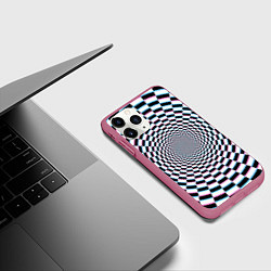 Чехол iPhone 11 Pro матовый Оптическая иллюзия с погружением, цвет: 3D-малиновый — фото 2