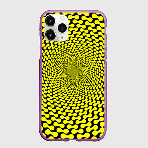 Чехол iPhone 11 Pro матовый Ядовитая геометрическая иллюзия / 3D-Фиолетовый – фото 1