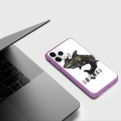 Чехол iPhone 11 Pro матовый Мотоцикл акула, цвет: 3D-фиолетовый — фото 2