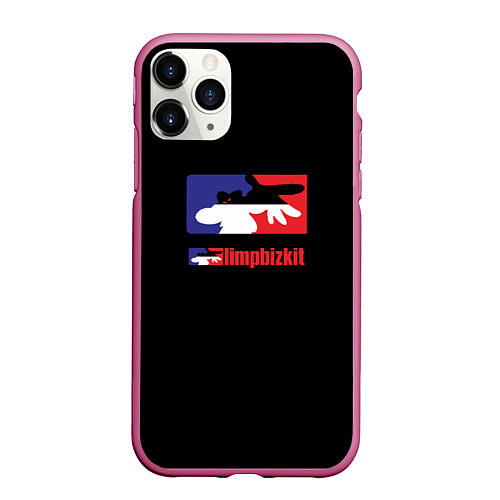 Чехол iPhone 11 Pro матовый Limp Bizkit logo brend / 3D-Малиновый – фото 1