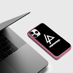 Чехол iPhone 11 Pro матовый Linkin park logo brend music, цвет: 3D-малиновый — фото 2
