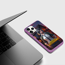 Чехол iPhone 11 Pro матовый PUBG девушка в игре, цвет: 3D-фиолетовый — фото 2