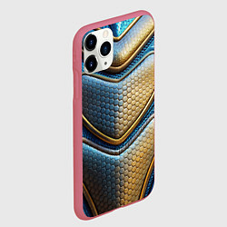 Чехол iPhone 11 Pro матовый Объемный футуристический текстурный костюм из кожи, цвет: 3D-малиновый — фото 2