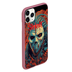 Чехол iPhone 11 Pro матовый Slipknot в маске, цвет: 3D-малиновый — фото 2