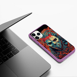 Чехол iPhone 11 Pro матовый Slipknot в маске, цвет: 3D-фиолетовый — фото 2