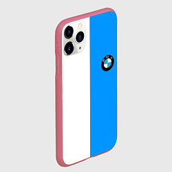 Чехол iPhone 11 Pro матовый BMW sport blue white, цвет: 3D-малиновый — фото 2
