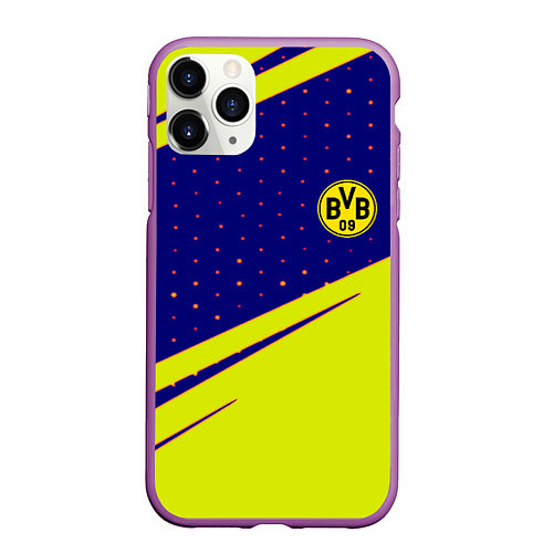 Чехол iPhone 11 Pro матовый Borussia logo geometry / 3D-Фиолетовый – фото 1