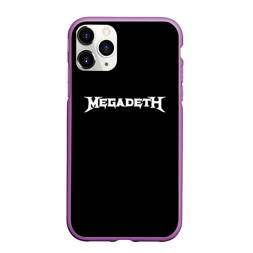 Чехол iPhone 11 Pro матовый Megadeth logo white / 3D-Фиолетовый – фото 1