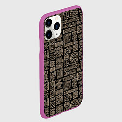 Чехол iPhone 11 Pro матовый Африканский монохромный орнамент, цвет: 3D-фиолетовый — фото 2