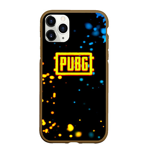 Чехол iPhone 11 Pro матовый PUBG огненное лого / 3D-Коричневый – фото 1