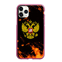 Чехол iPhone 11 Pro матовый Россия огненные краски