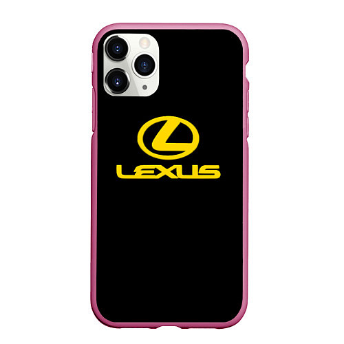 Чехол iPhone 11 Pro матовый Lexus yellow logo / 3D-Малиновый – фото 1