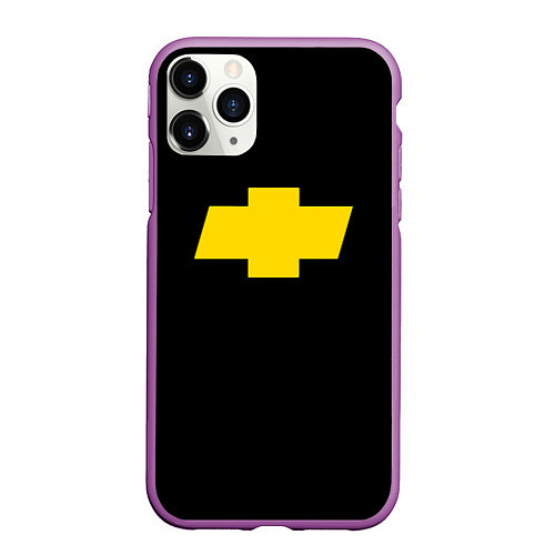 Чехол iPhone 11 Pro матовый Chevrolet yellow / 3D-Фиолетовый – фото 1