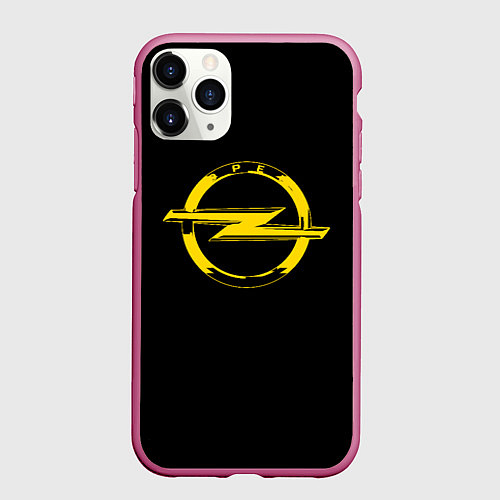 Чехол iPhone 11 Pro матовый Opel yellow / 3D-Малиновый – фото 1