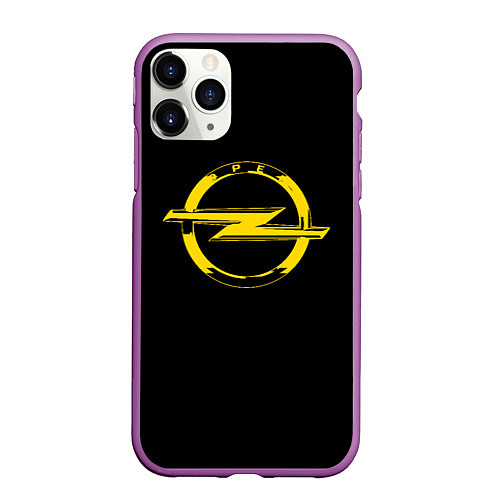 Чехол iPhone 11 Pro матовый Opel yellow / 3D-Фиолетовый – фото 1