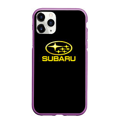 Чехол iPhone 11 Pro матовый Subaru logo yellow