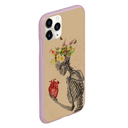 Чехол iPhone 11 Pro матовый Bone and heart, цвет: 3D-розовый — фото 2