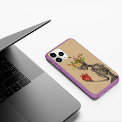 Чехол iPhone 11 Pro матовый Bone and heart, цвет: 3D-фиолетовый — фото 2