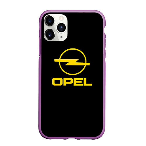 Чехол iPhone 11 Pro матовый Opel yellow / 3D-Фиолетовый – фото 1