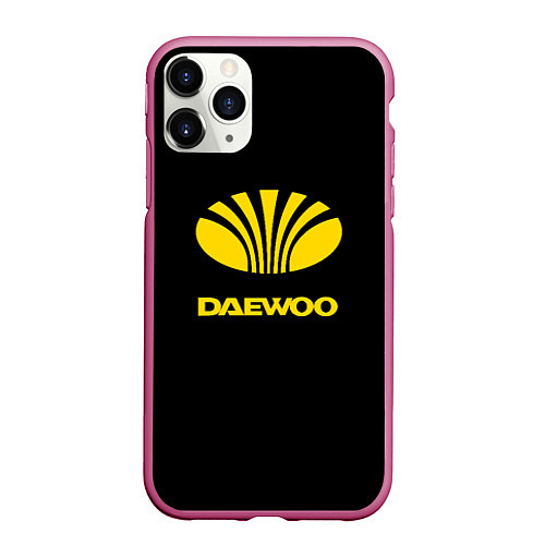 Чехол iPhone 11 Pro матовый Daewoo logo yellow / 3D-Малиновый – фото 1