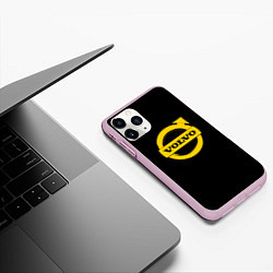 Чехол iPhone 11 Pro матовый Volvo yellow logo, цвет: 3D-розовый — фото 2